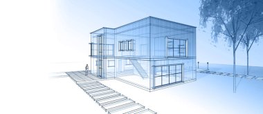 soyut kübik ev 3d oluşturma