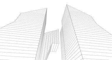 şehir soyut mimarisi 3d illüstrasyon arkaplanı