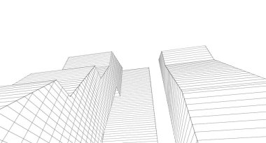 şehir soyut mimarisi 3d illüstrasyon arkaplanı
