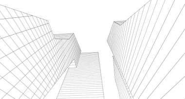 şehir soyut mimarisi 3d illüstrasyon arkaplanı