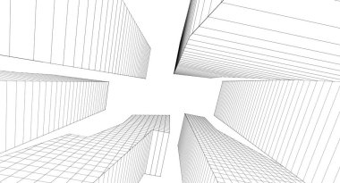 şehir soyut mimarisi 3d illüstrasyon arkaplanı