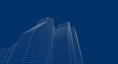 şehir soyut mimarisi 3d illüstrasyon arkaplanı