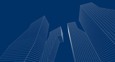 şehir soyut mimarisi 3d illüstrasyon arkaplanı