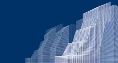 şehir soyut mimarisi 3d illüstrasyon arkaplanı