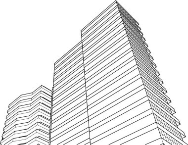 Balkonlu modern mimari evi 3D görüntüleme