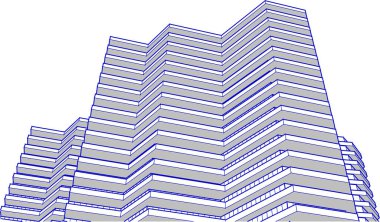 Balkonlu modern mimari evi 3D görüntüleme