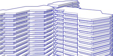 Balkonlu modern mimari evi 3D görüntüleme