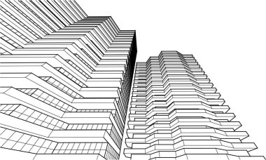 Balkonlu modern mimari evi 3D görüntüleme