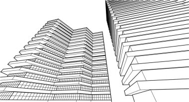 Balkonlu modern mimari evi 3D görüntüleme