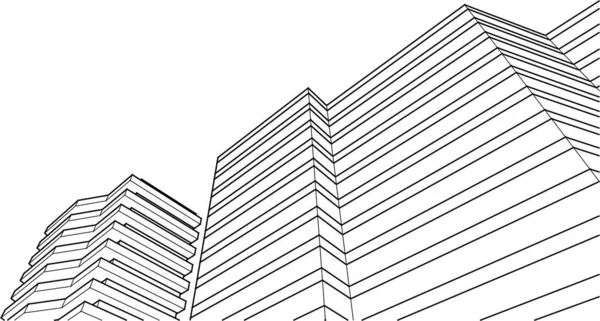 Modern Architecture House Balconies Rendering — Stock vektor