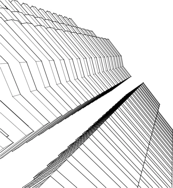 带阳台的现代建筑房子3D渲染 — 图库矢量图片