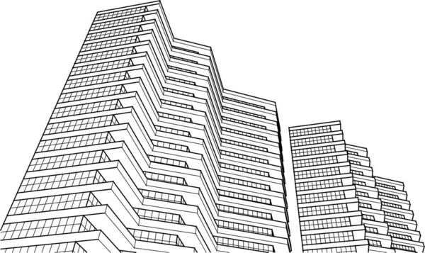 Сучасний Архітектурний Будинок Балконами Візуалізація — стоковий вектор