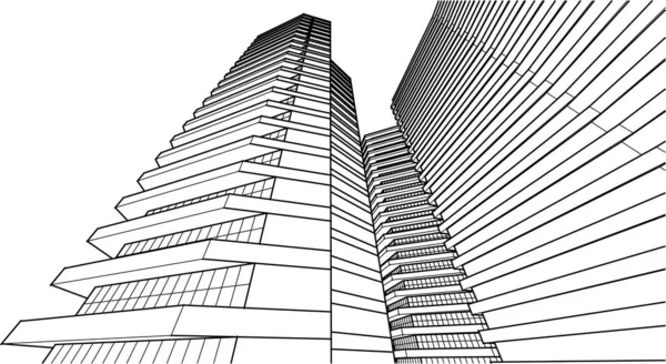 Modernes Architekturhaus Mit Balkonen Rendering — Stockvektor