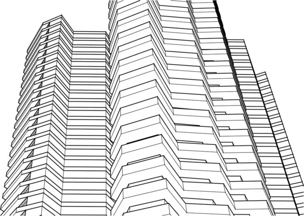 Modern Architecture House Balconies Rendering — Stockvector