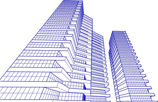 Modernes Architekturhaus Mit Balkonen Rendering — Stockvektor