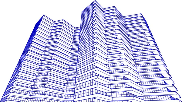 Сучасний Архітектурний Будинок Балконами Візуалізація — стоковий вектор