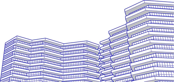 Maison Architecture Moderne Avec Balcons Rendu — Image vectorielle