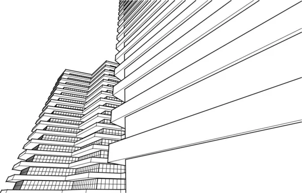 Modernes Architekturhaus Mit Balkonen Rendering — Stockvektor