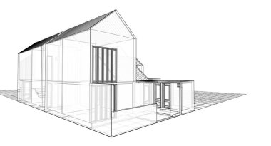 ev geleneksel mimarisi 3d illüstrasyon