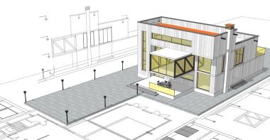 mimarlık evi çizimi 3d oluşturma