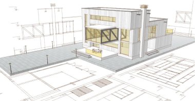 mimarlık evi çizimi 3d oluşturma