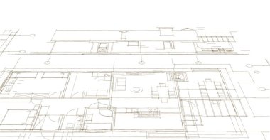 ev mimarisi projesi çizimi 3d illüstrasyon
