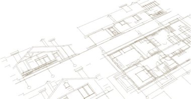 ev mimarisi projesi çizimi 3d illüstrasyon