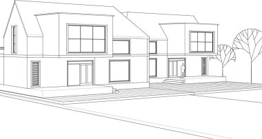 ev mimarisi çizimi 3d illüstrasyon