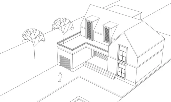 Maison Architecture Croquis Illustration — Image vectorielle