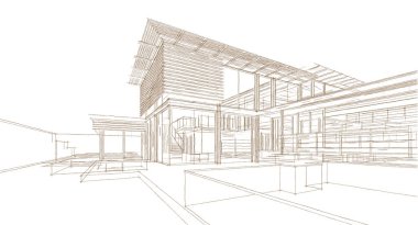 soyut mimari arkaplan 3d illüstrasyon