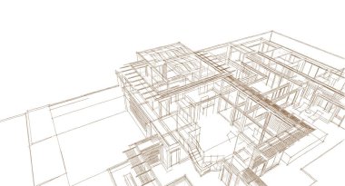 soyut mimari arkaplan 3d illüstrasyon