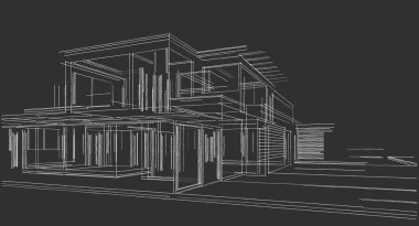 soyut mimari arkaplan 3d illüstrasyon