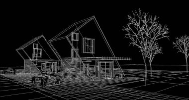 modern house concept 3d illustration