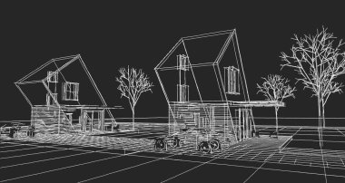 modern house concept 3d illustration