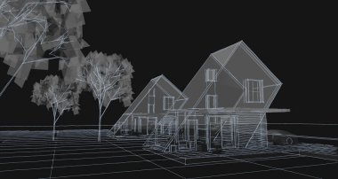 modern house concept 3d illustration