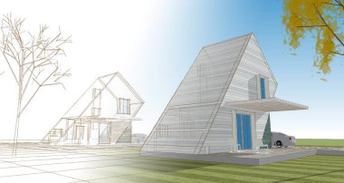 modern house concept 3d illustration