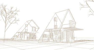 modern house concept 3d illustration