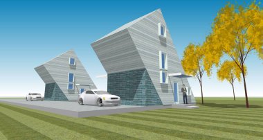 modern house concept 3d illustration