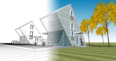 modern house concept 3d illustration