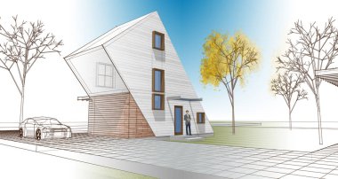 modern house concept 3d illustration