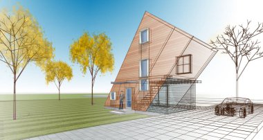 modern house concept 3d illustration