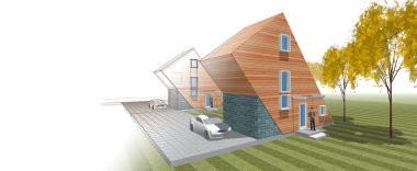 modern house concept 3d illustration