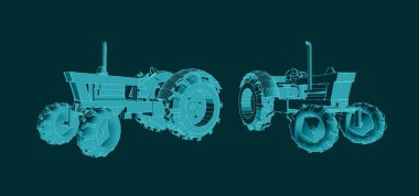  Traktör grafik çizimi 3d illüstrasyon