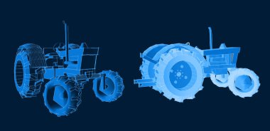  Traktör grafik çizimi 3d illüstrasyon