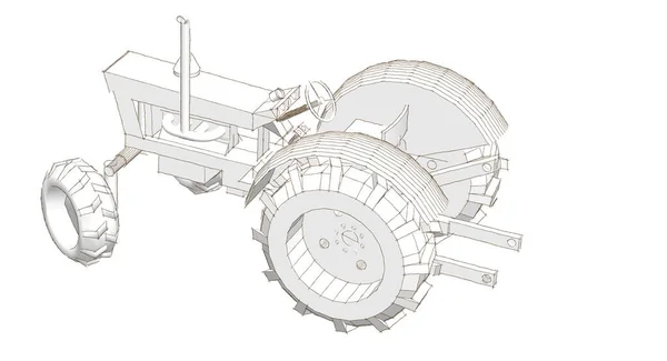 Dibujo Gráfico Tractor Ilustración —  Fotos de Stock