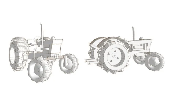 Grafický Náčrt Traktoru Ilustrace — Stock fotografie