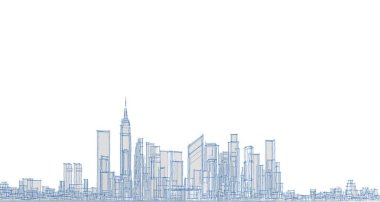 Modern şehir panoraması 3D illüstrasyon