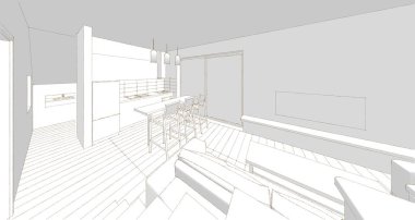 ev mimarisi çizimi 3d illüstrasyon