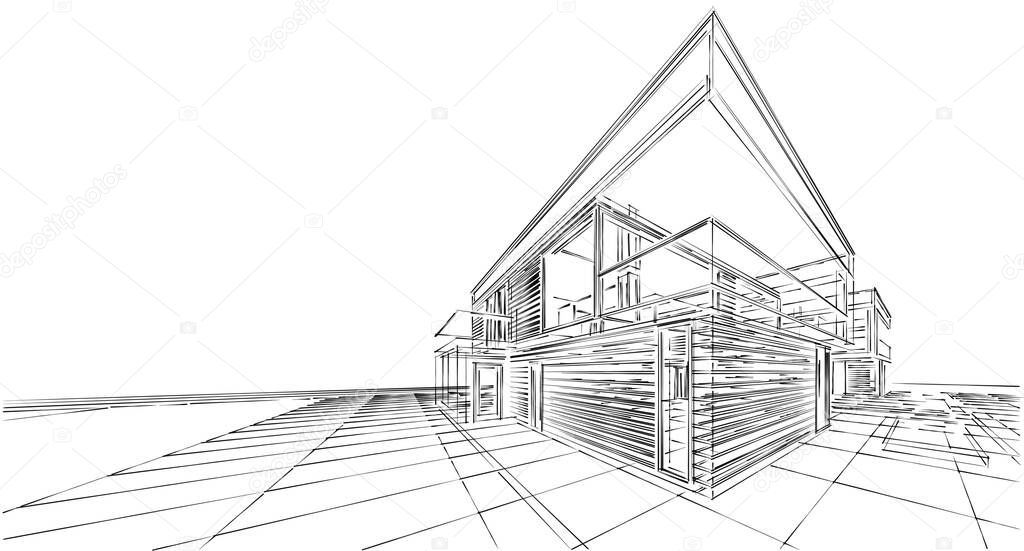 architecture house concept 3d rendering