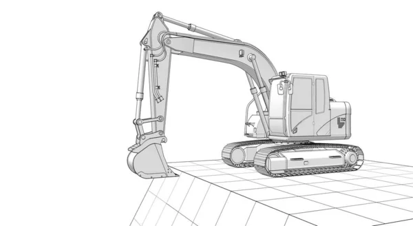 Máquina Escavadora Soncept Ilustração — Fotografia de Stock